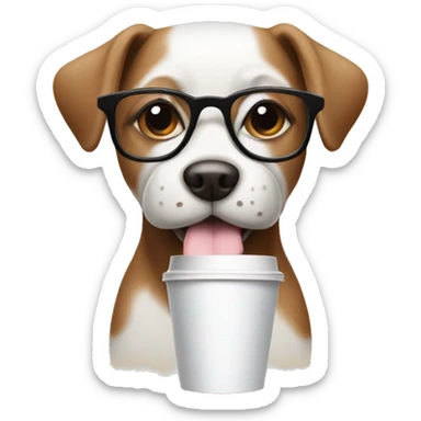 Dog with glasses and coffee sticker