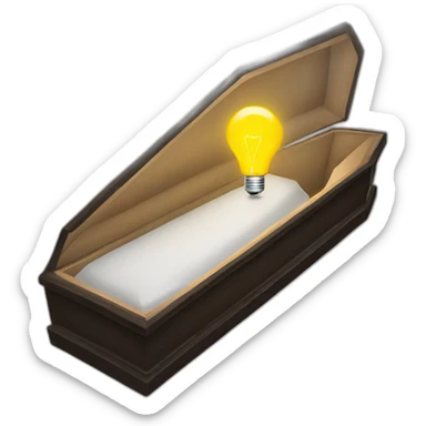 coffin with light bulb sticker