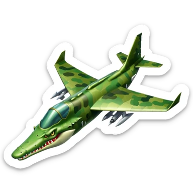 Un cocodrilo c9mbinado con un avion de guerra sticker