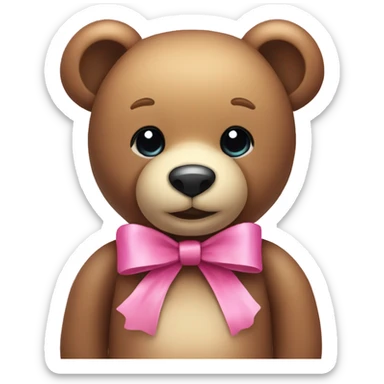 Rainbow Teddy bear with pink bow sticker