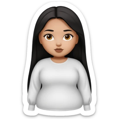 fat brown pretty bratz girl with black straight hair and white full sleeve sticker