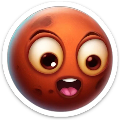 planet Mars with a cartoon saluting spider face sticker