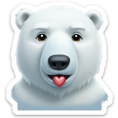 polar bear with a heart sticker