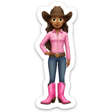 Brunette girl in pink cowboy boots sticker