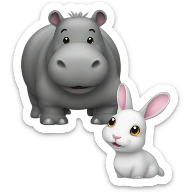 Hippopotame avec un lapin sticker