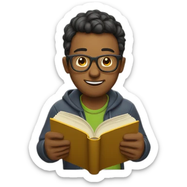 nerd reading a book  sticker