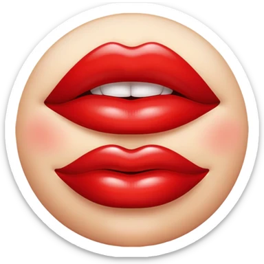 red shiny glossy lips mouth sticker