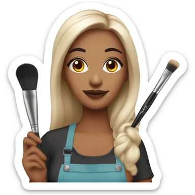 Make makeup artist holding makeup brush sticker