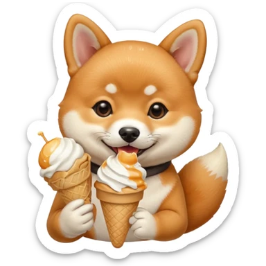 The baby shiba dog with icecream sticker