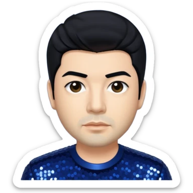 Chino Moreno with black hair, navy blue sequin outfit  sticker