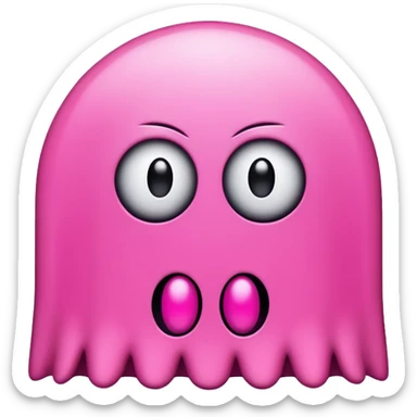 Pink Pacman ghost character with big eyelashes sticker