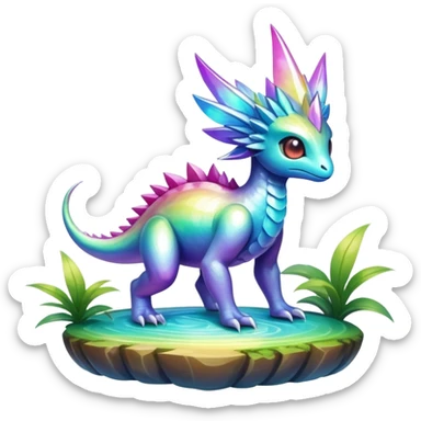 Epic complex iridescent scenic-aesthetic-Fakémon-creature-scenery sticker