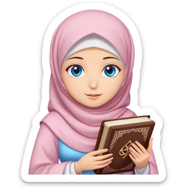 Turkish beautiful finish Konya girl blue eyes with hijab and Sakura dress have Quran  sticker