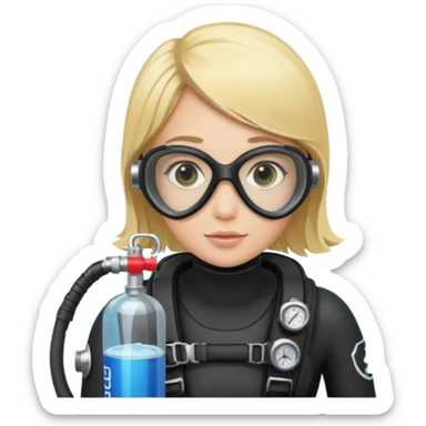 scuba diving girl blonde with oxygen tank sticker