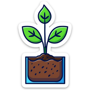 A small green plant sprouting from soil, growing upwards, with a blue progress bar above it indicating gradual improvement sticker
