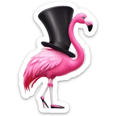 Pink flamingo with tap dancing shoes  sticker