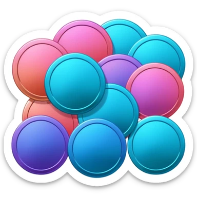 coins  pack in gradient of turquoise, blue, pink, purple, and coral color sticker