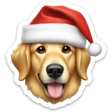 Golden retriever wearing a Santa hat sticker