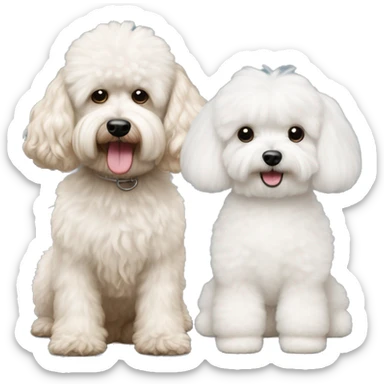 Big apricot cockapoo and small white bichon frise sticker