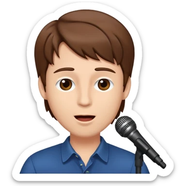 A man with brow hair singing. sticker