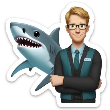 hank green in a shark costume saying thank you  sticker