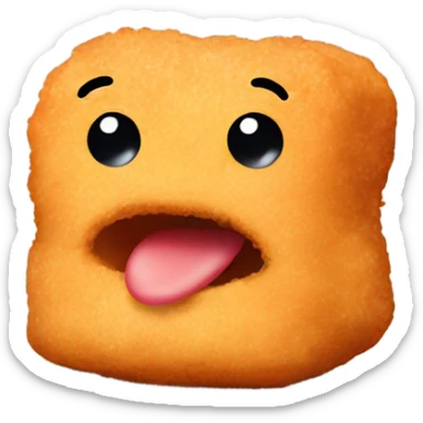 a chicken nugget with a face sticker