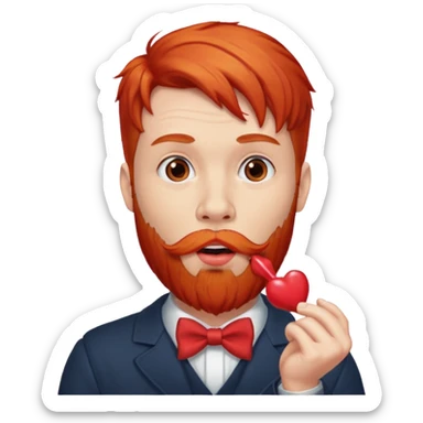 Man with red beard, blowing big red kisses sticker