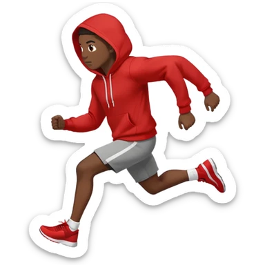 Black Man Wearing Red Hoodie. and running. right side sticker