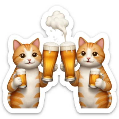 four happy cats drinking beers together toasting sticker
