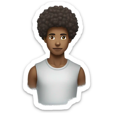 Young afrocentric young guy with a freezed afro wearing a programmer looking tshirt sticker