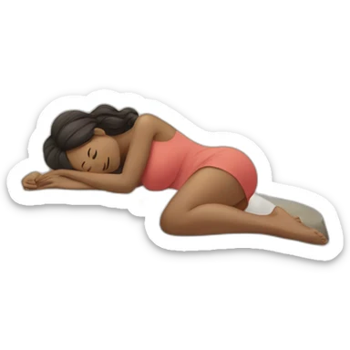 A pregnant woman laying on her back on a rock sticker