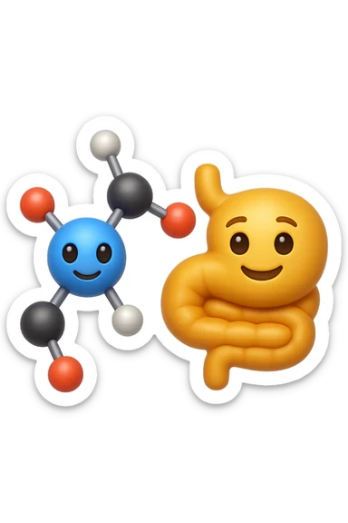 emoji stile iphone in 3d di istamina molecola con intestino, iperrealistico 4k sticker