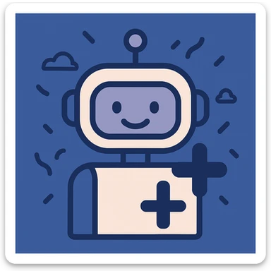 Keep the playful, blue-themed 'new user' Slack webhook icon with a single friendly robot, plus sign, and confetti. Change the background to a blueish color instead of white, while keeping the overall flat, modern, and welcoming style. sticker