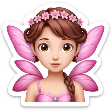  Pink Fairy with brown hair  sticker