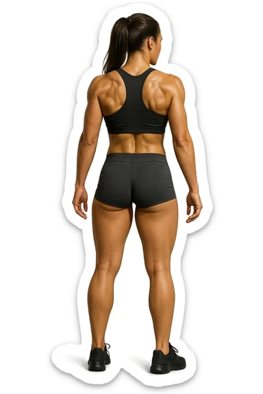fitness woman di spalle in gym shorts sticker