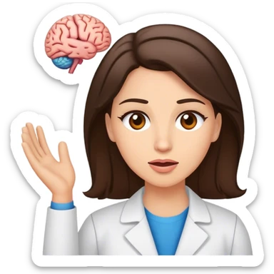 brunette counselor talking about brain sticker
