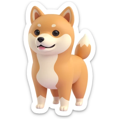 shiba inu standing, sick sticker