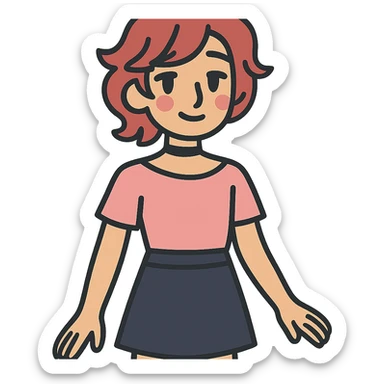 flat toon style femboy character sticker