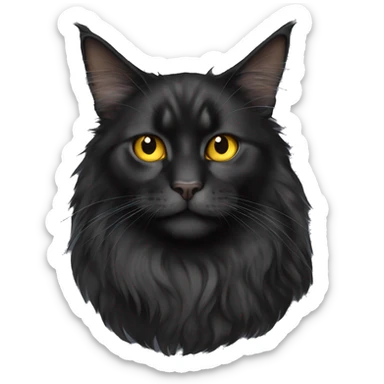 black Maine Coon cat with tufts on ears and yellow eyes sticker