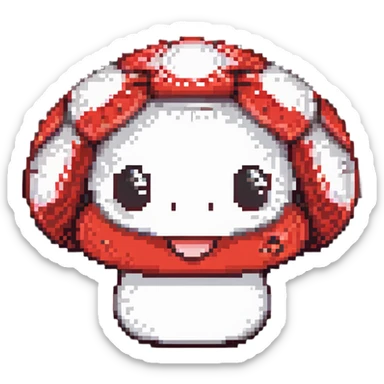 Super Mario red and white mushroom power up sticker