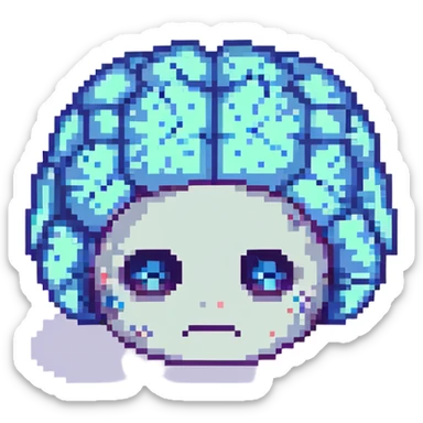 smooth brain, without the crevices, sad face sticker