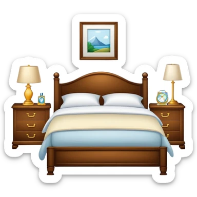 bedroom with white walls, bed, nightstand and dresser sticker