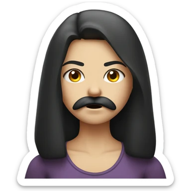 angry girl with moustache  sticker