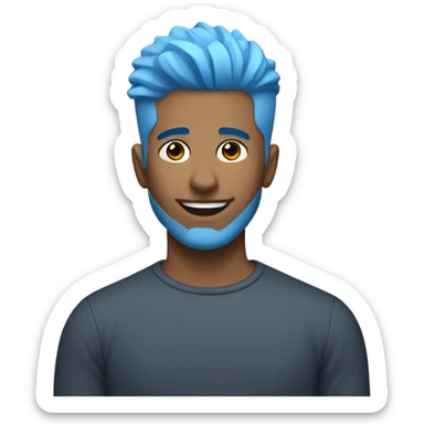 Blue haired guy with a low taper fade sticker