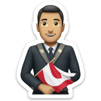 man holding japan flag sticker