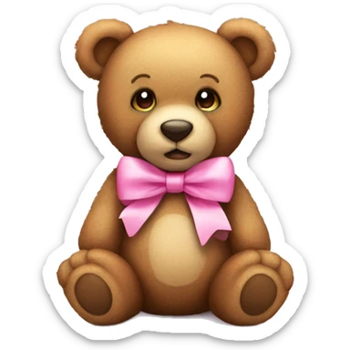 Teddy bear with pink bow sticker