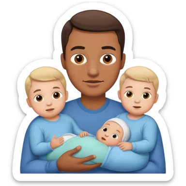 man with three babies sticker