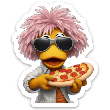 Fraggle with sunglasses eating pizza  sticker