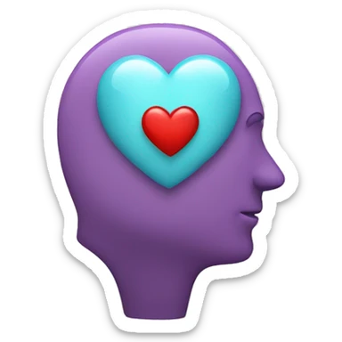 a head with a heart replacing the brain sticker