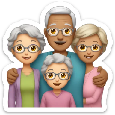 family of 3 with grandchild and 2 grandparents sticker